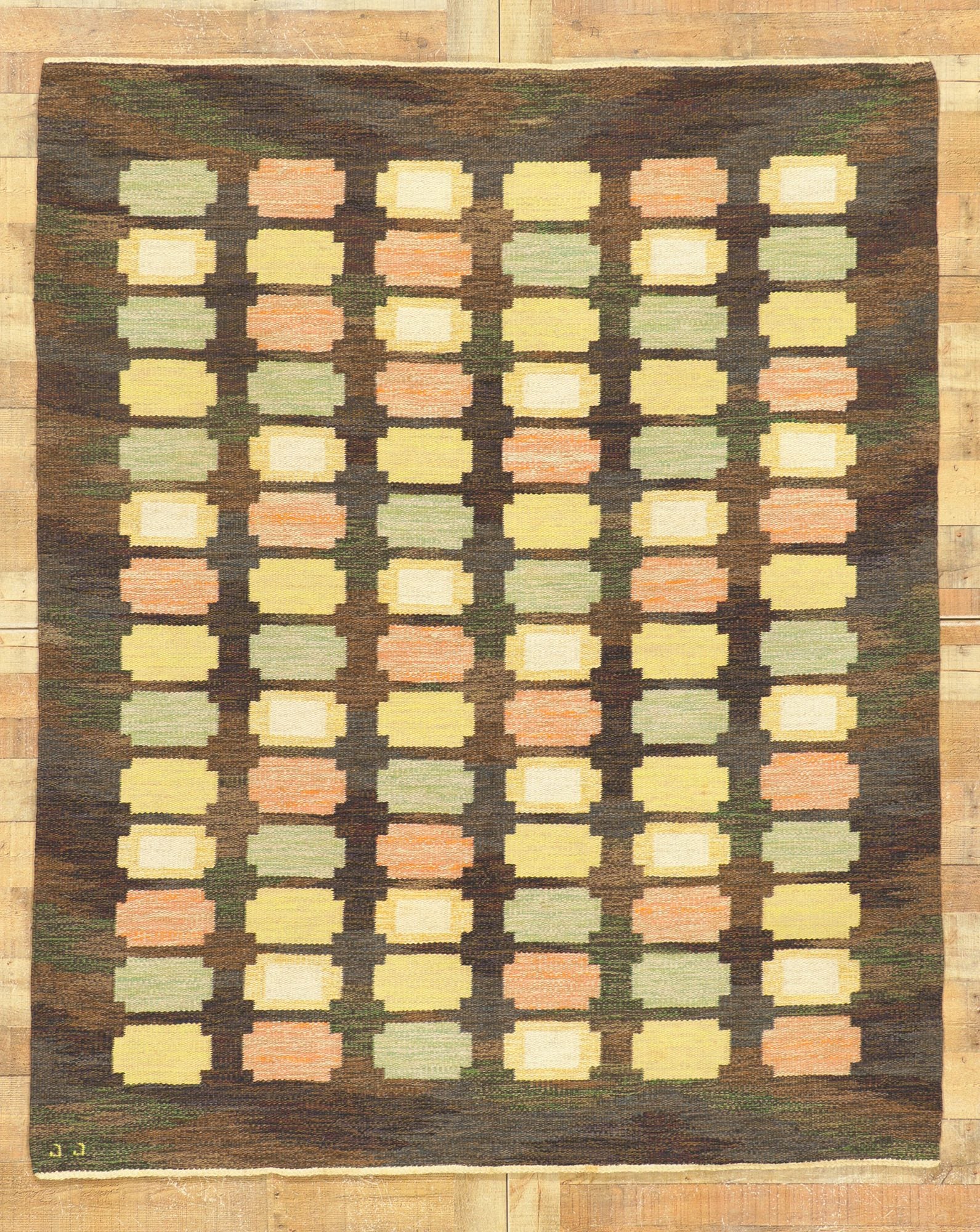 ���6 x 7 Judith Johansson Vintage Swedish Rollakan Rug 78492