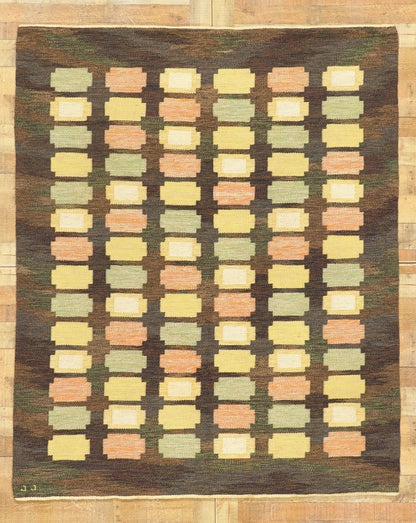 ���6 x 7 Judith Johansson Vintage Swedish Rollakan Rug 78492