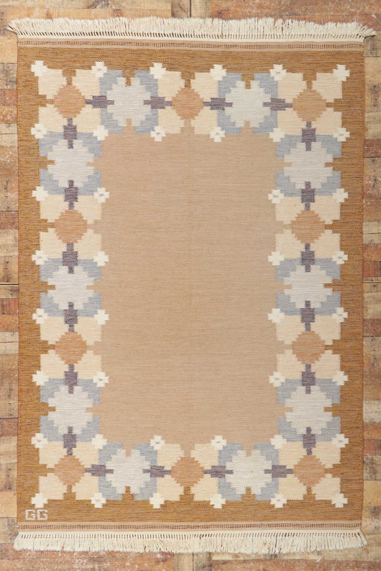 6 x 8 Gitt Grannsjo Vintage Swedish Rollakan Rug 78266