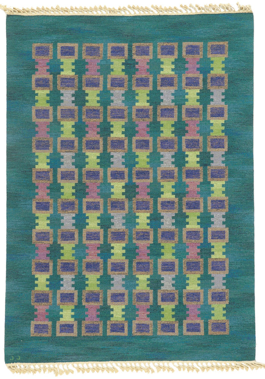6 x 8 Judith Johansson Vintage Swedish Rollakan Rug 78495