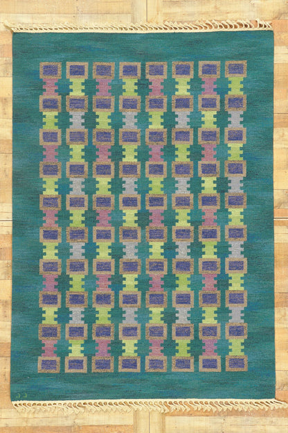 6 x 8 Judith Johansson Vintage Swedish Rollakan Rug 78495