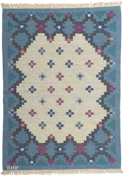 6 x 8 Anne Marie Boberg Vintage Swedish Rollakan Rug 78265