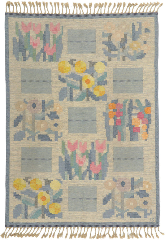 6 x 8 Ingegerd Silow Vintage Swedish Rollakan Rug 78496
