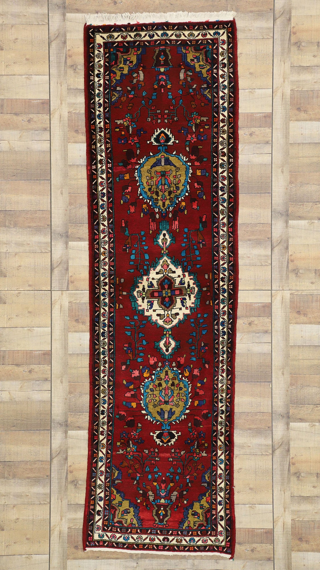 3 x 10 Vintage Persian Hamadan Rug 60184