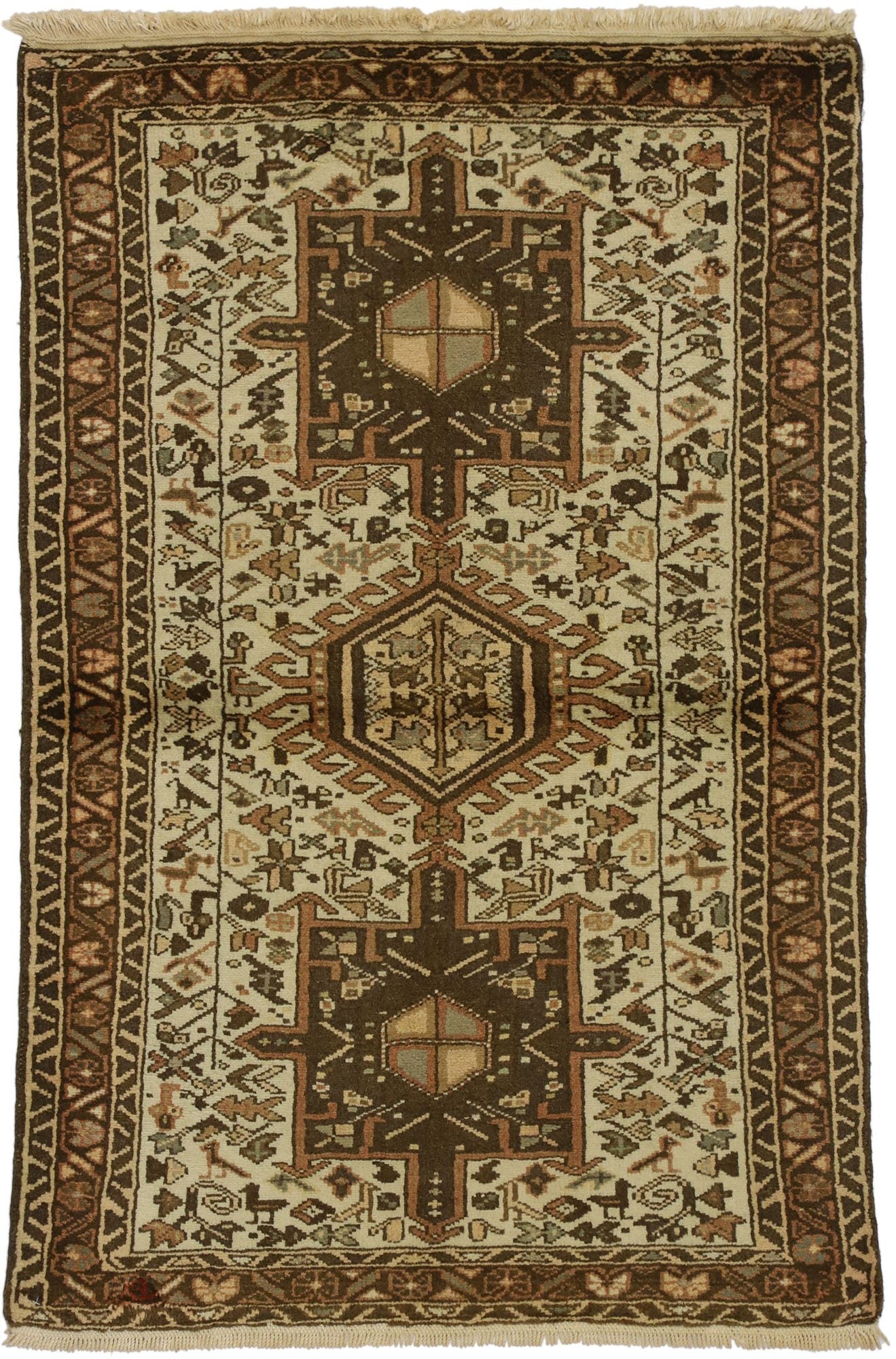 3 x 5 Vintage Persian Karaja Heriz Rug 60331