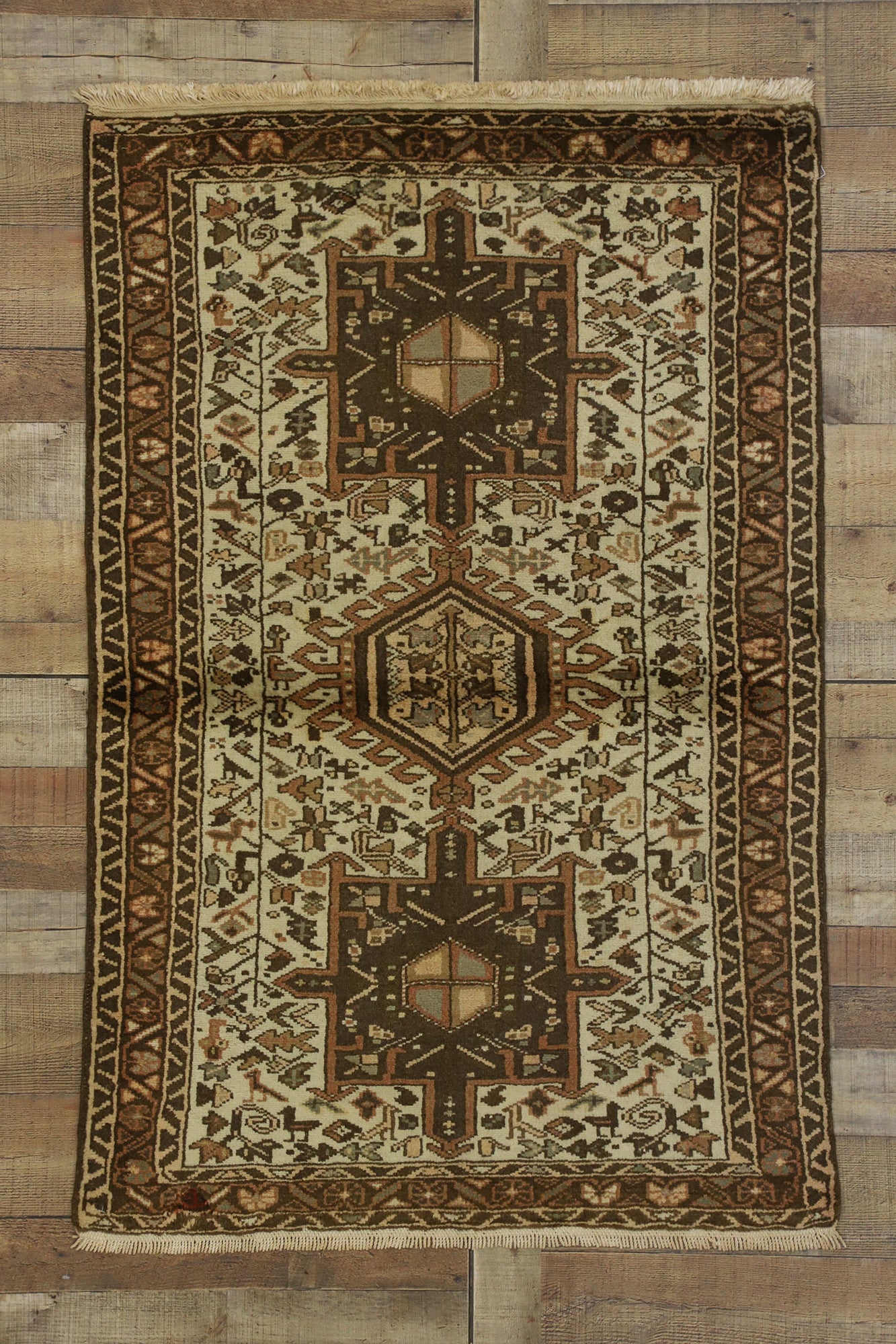 3 x 5 Vintage Persian Karaja Heriz Rug 60331
