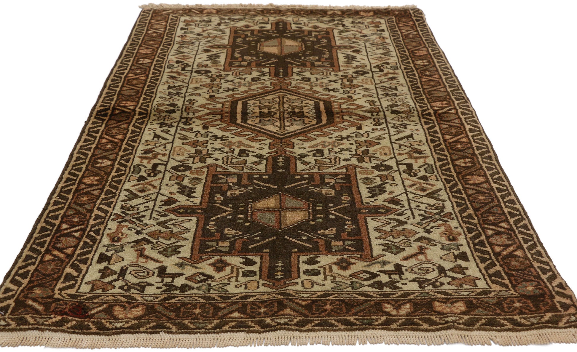3 x 5 Vintage Persian Karaja Heriz Rug 60331