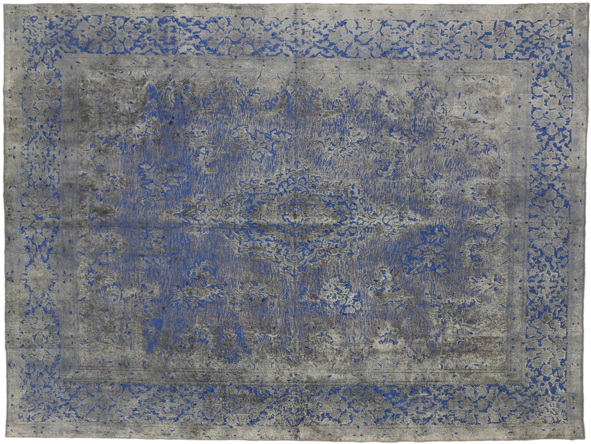 10 x 13 Vintage Distressed Overdyed Rug 60610