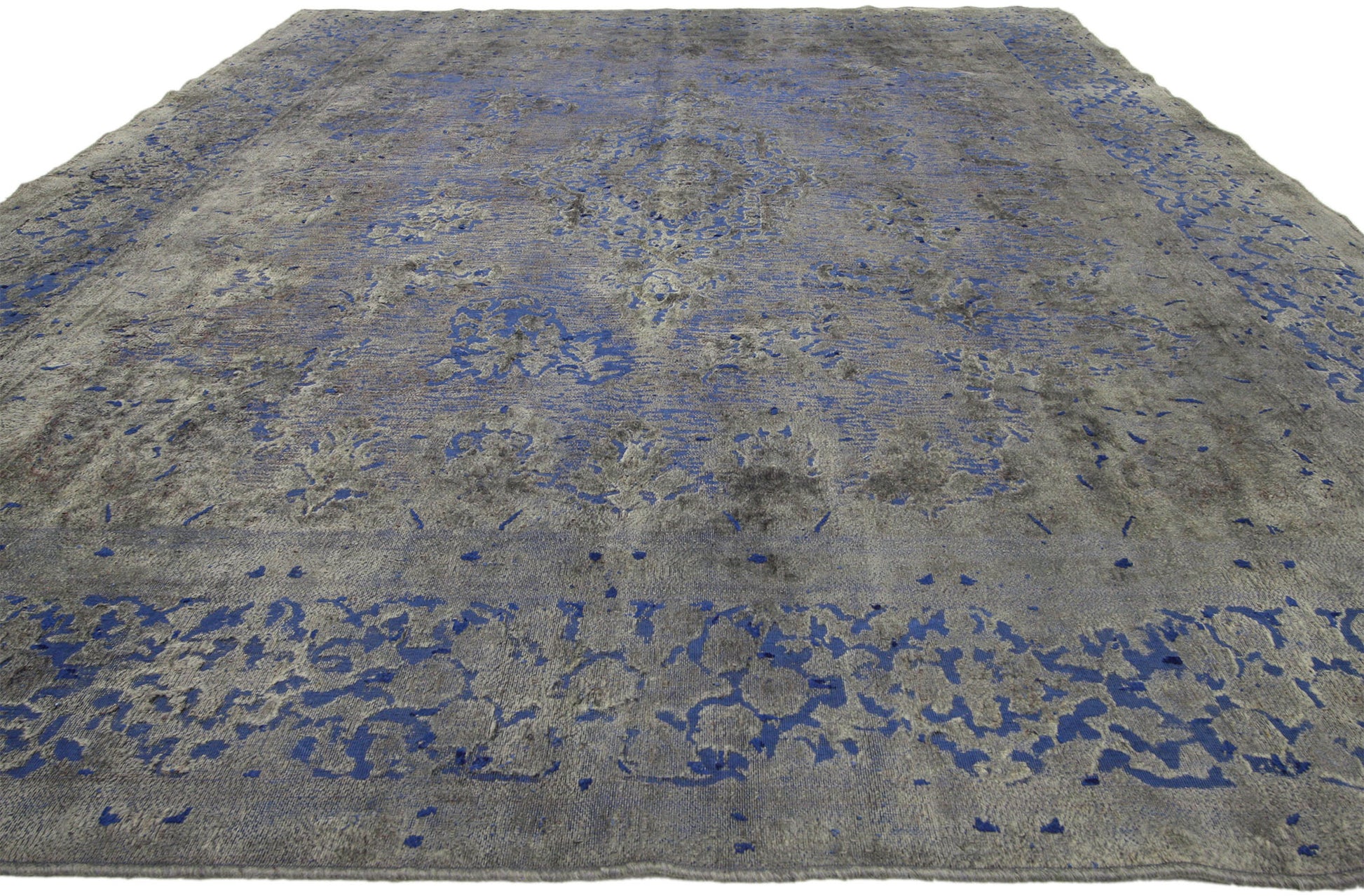 10 x 13 Vintage Distressed Overdyed Rug 60610