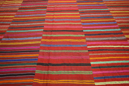 9 x 10 Vintage Turkish Striped Kilim Rug 60651