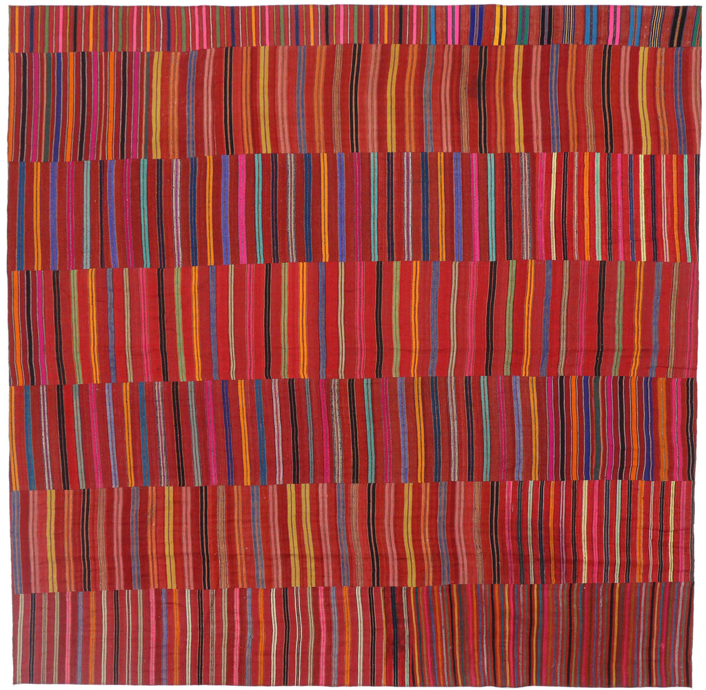 9 x 10 Vintage Turkish Striped Kilim Rug 60651