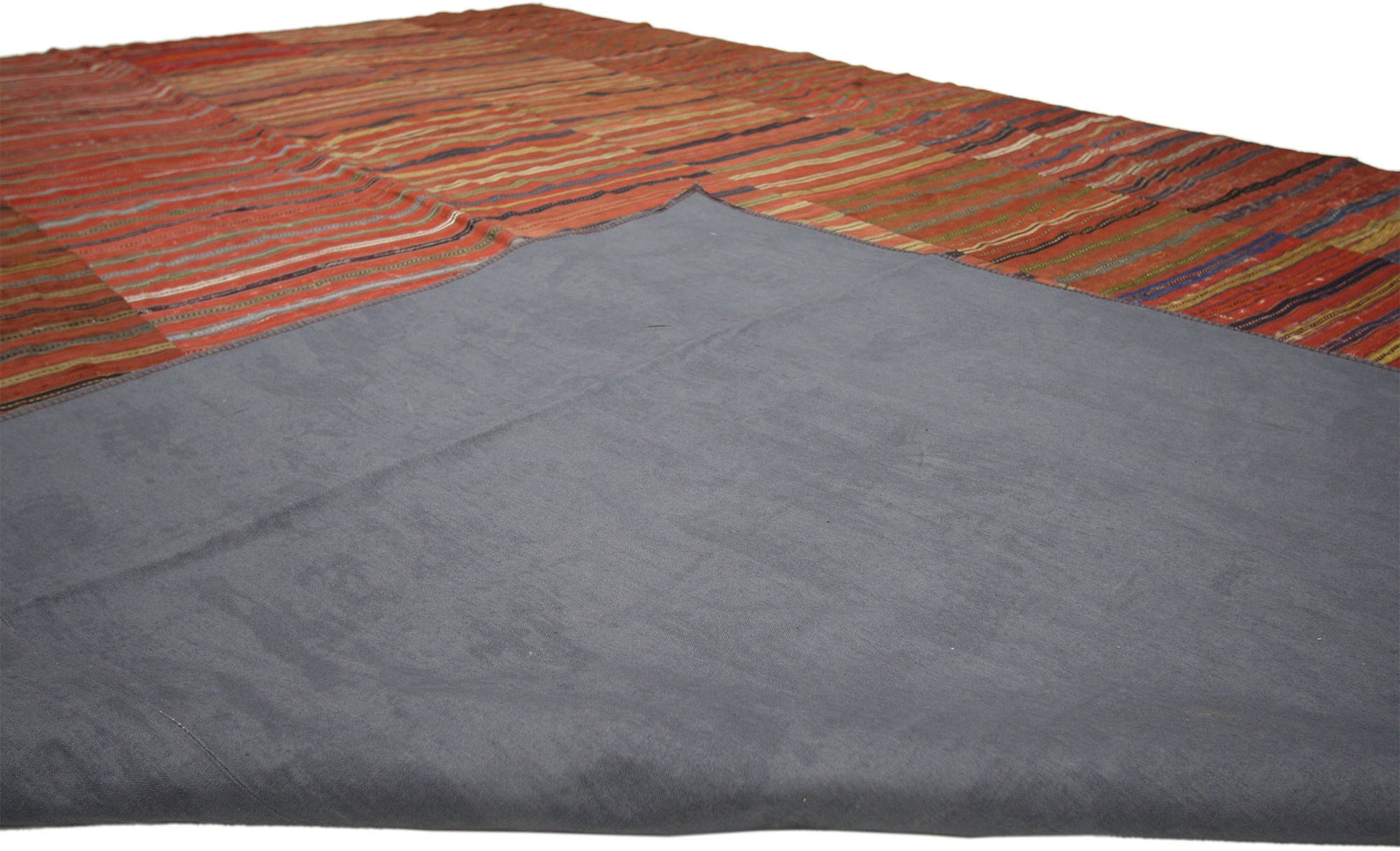 8 x 12 Vintage Turkish Striped Kilim Rug 60652