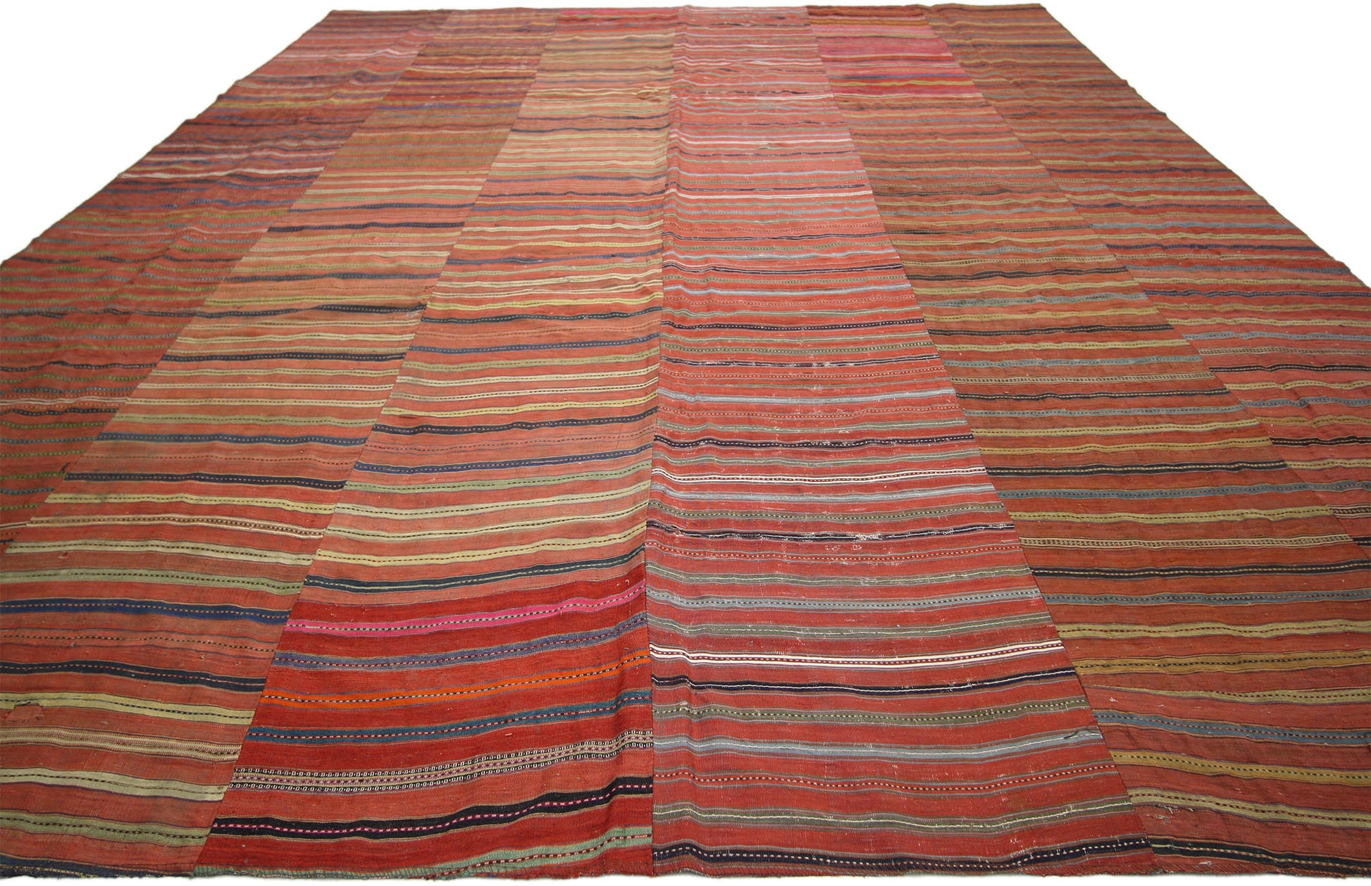8 x 12 Vintage Turkish Striped Kilim Rug 60652