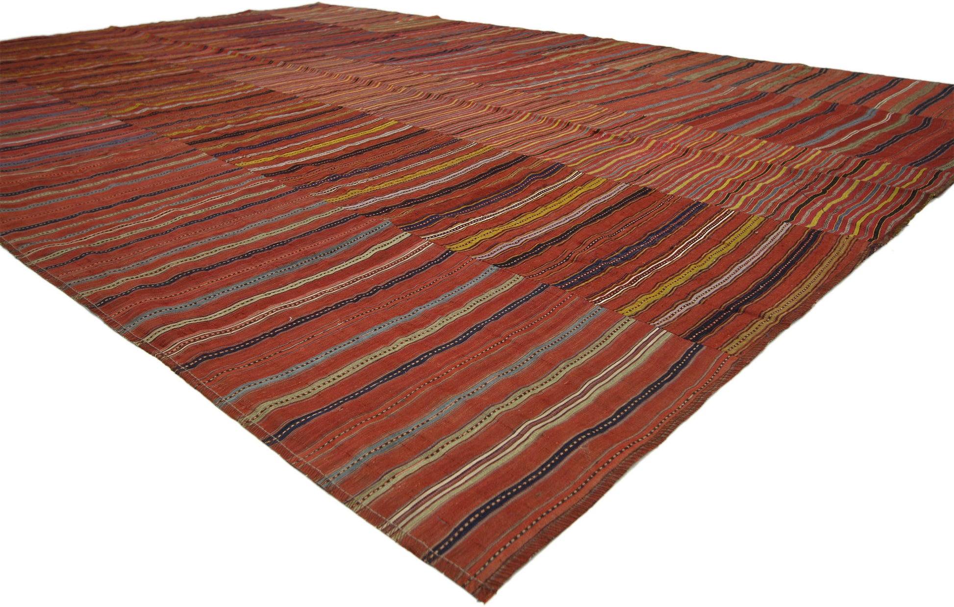 7 x 10 Vintage Turkish Striped Kilim Rug 60653