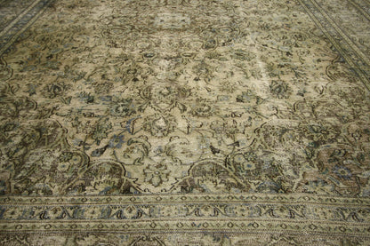 10 x 13 Distressed Vintage Persian Tabriz Rug 60690