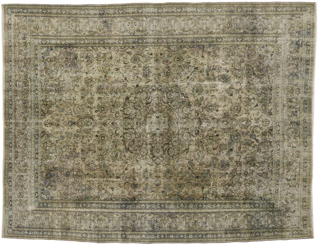 10 x 13 Distressed Vintage Persian Tabriz Rug 60690