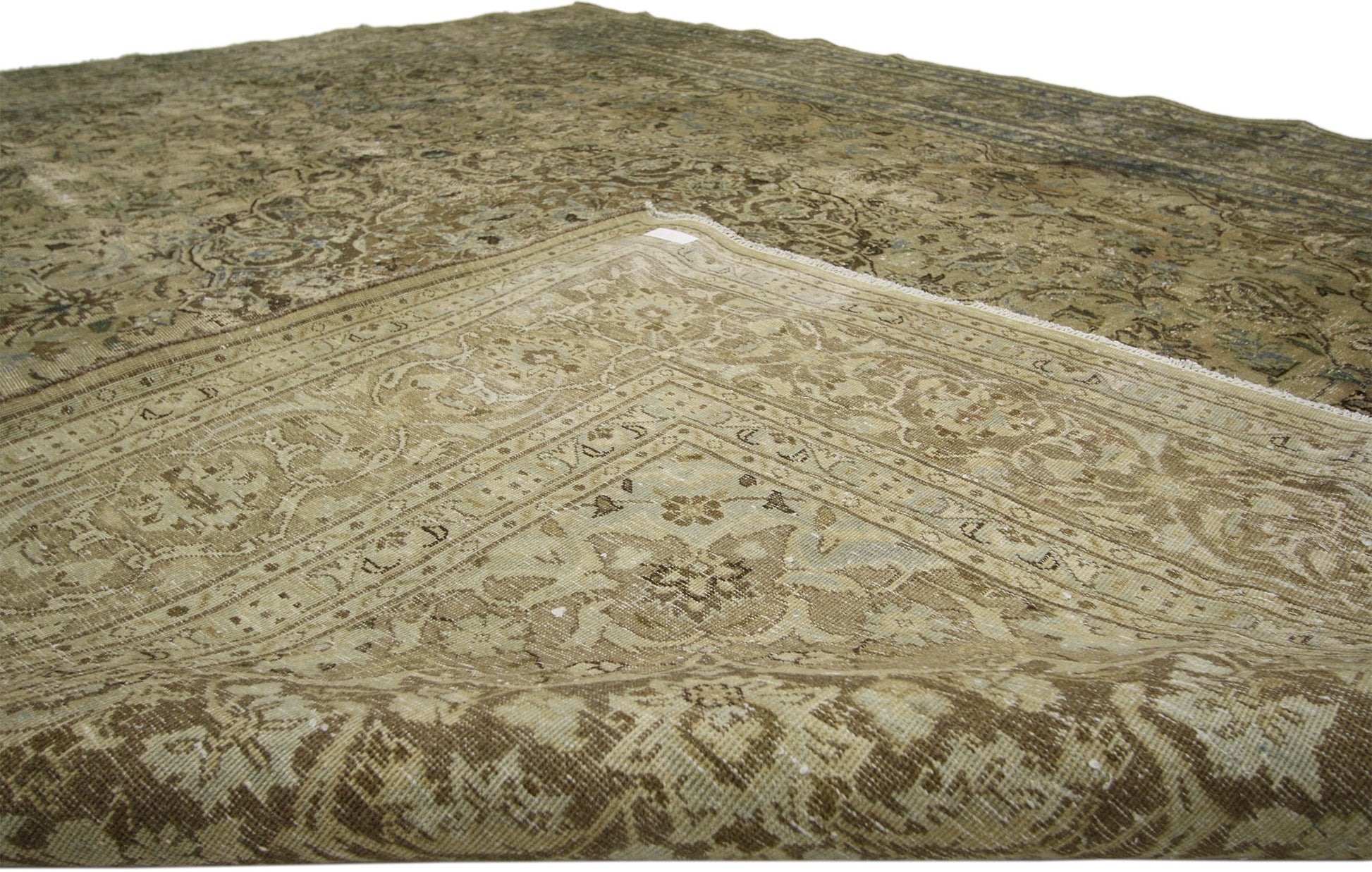 10 x 13 Distressed Vintage Persian Tabriz Rug 60690