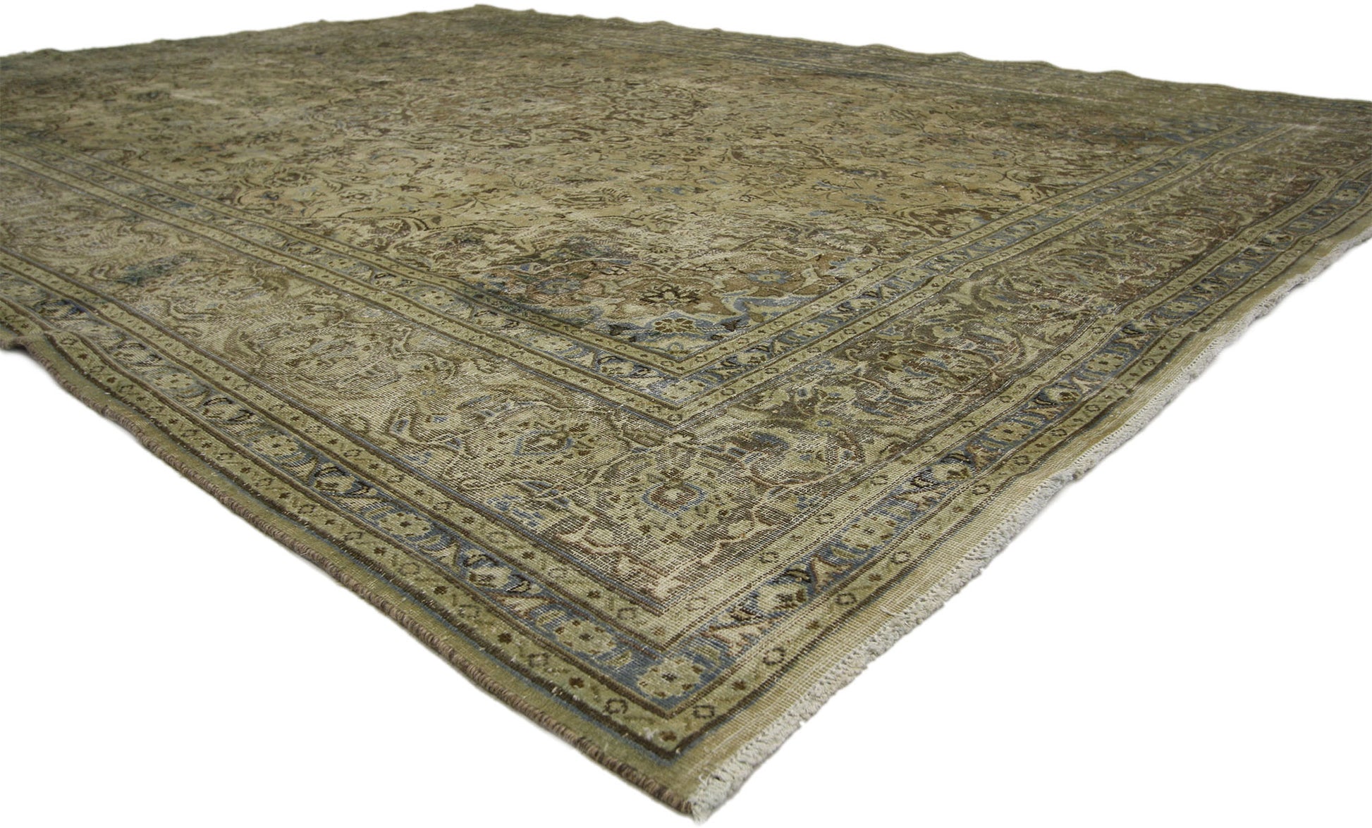 10 x 13 Distressed Vintage Persian Tabriz Rug 60690