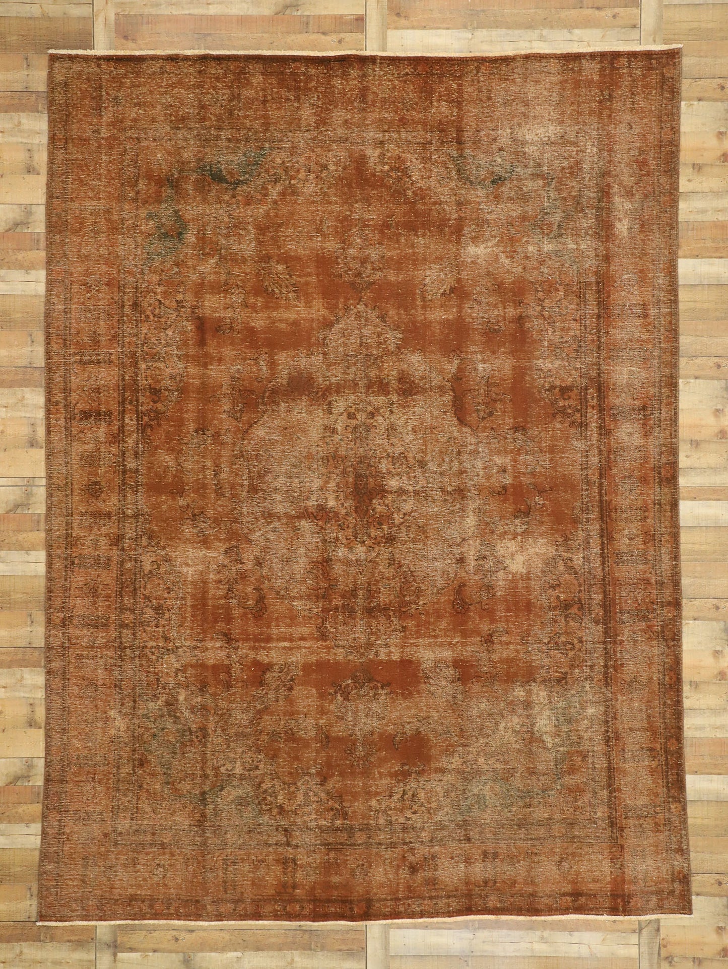 9 x 13 Vintage Distressed Overdyed Rug 60691