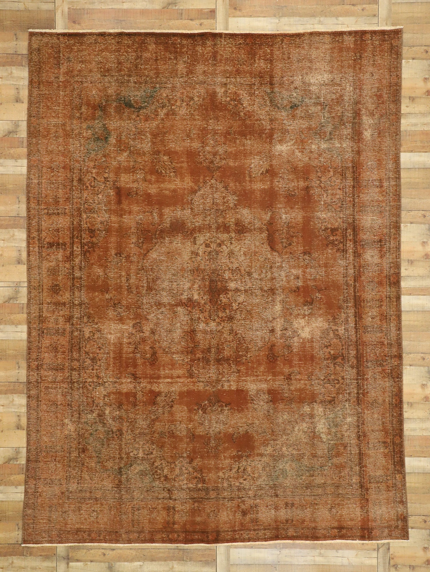 9 x 13 Vintage Distressed Overdyed Rug 60691