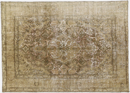 8 x 9 Vintage Distressed Overdyed Persian Rug 60717