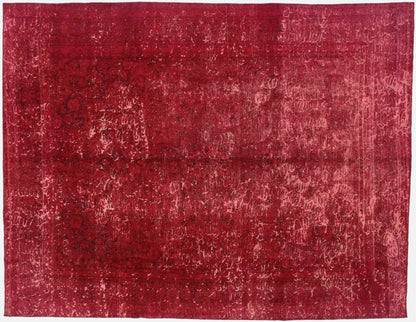 9 x 12 Vintage Red Overdyed Rug 60722