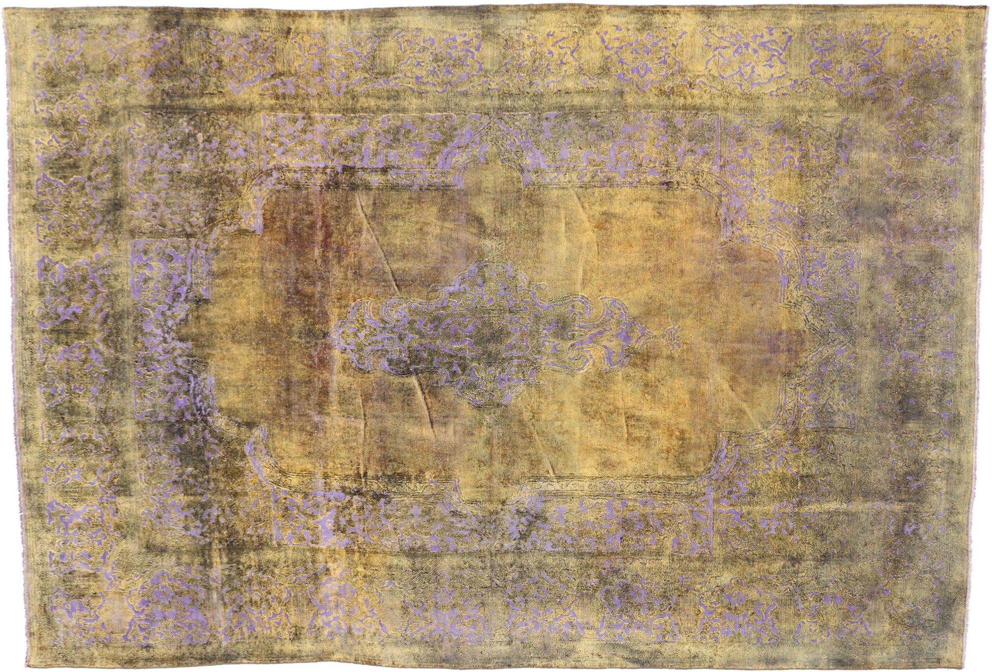9 x 13 Vintage Distressed Overdyed Rug 60772