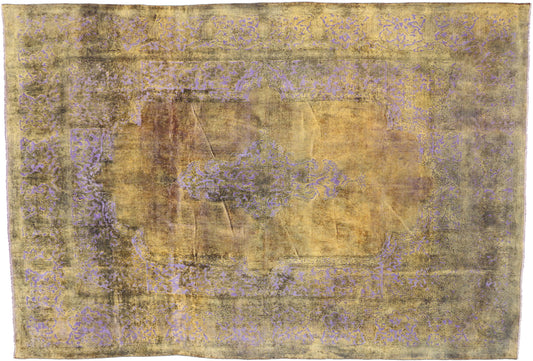 9 x 13 Vintage Distressed Overdyed Rug 60772