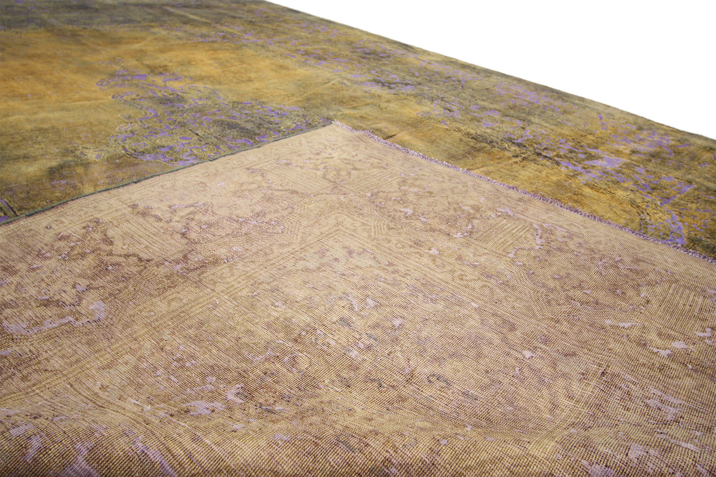 9 x 13 Vintage Distressed Overdyed Rug 60772
