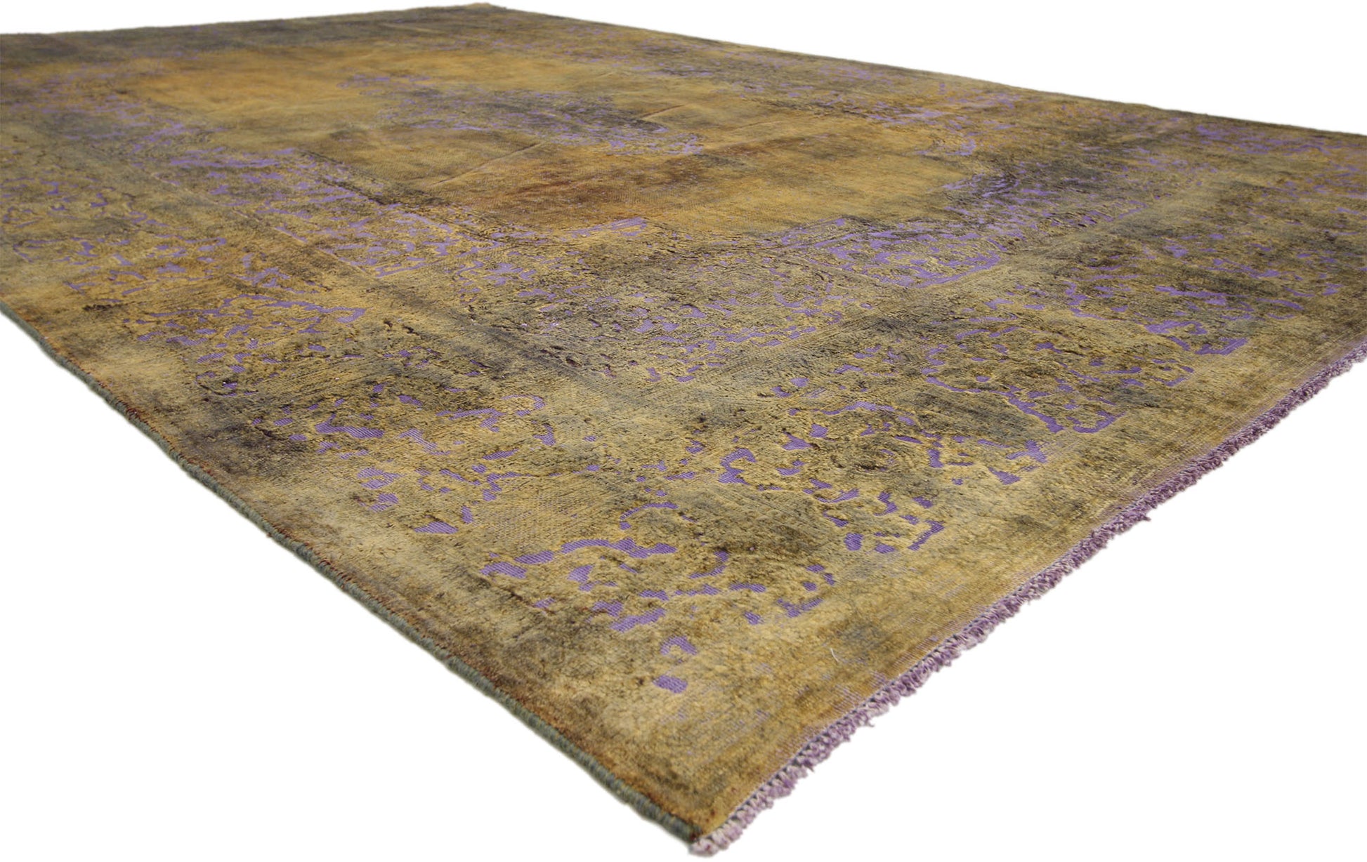 9 x 13 Vintage Distressed Overdyed Rug 60772
