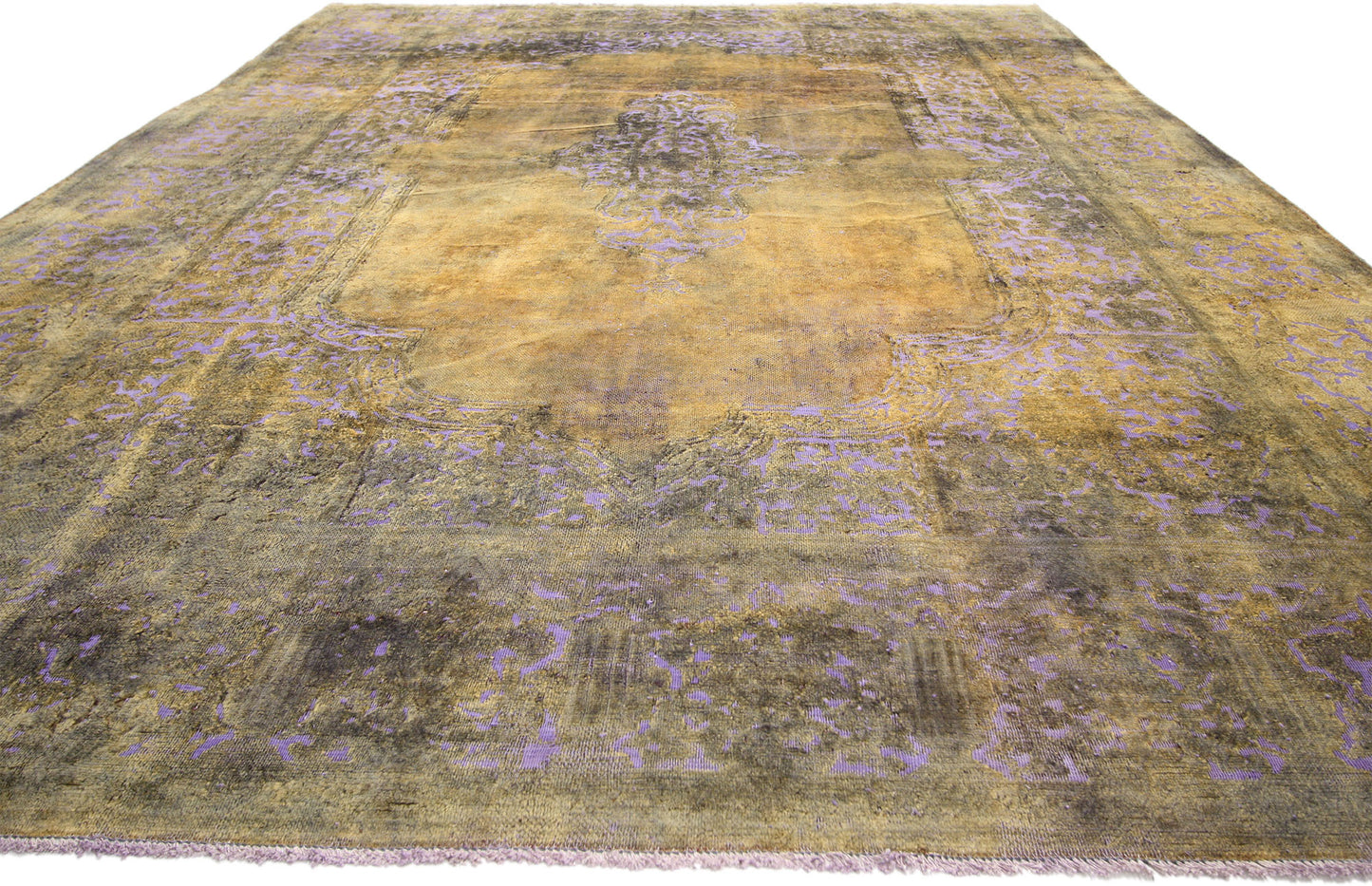 9 x 13 Vintage Distressed Overdyed Rug 60772