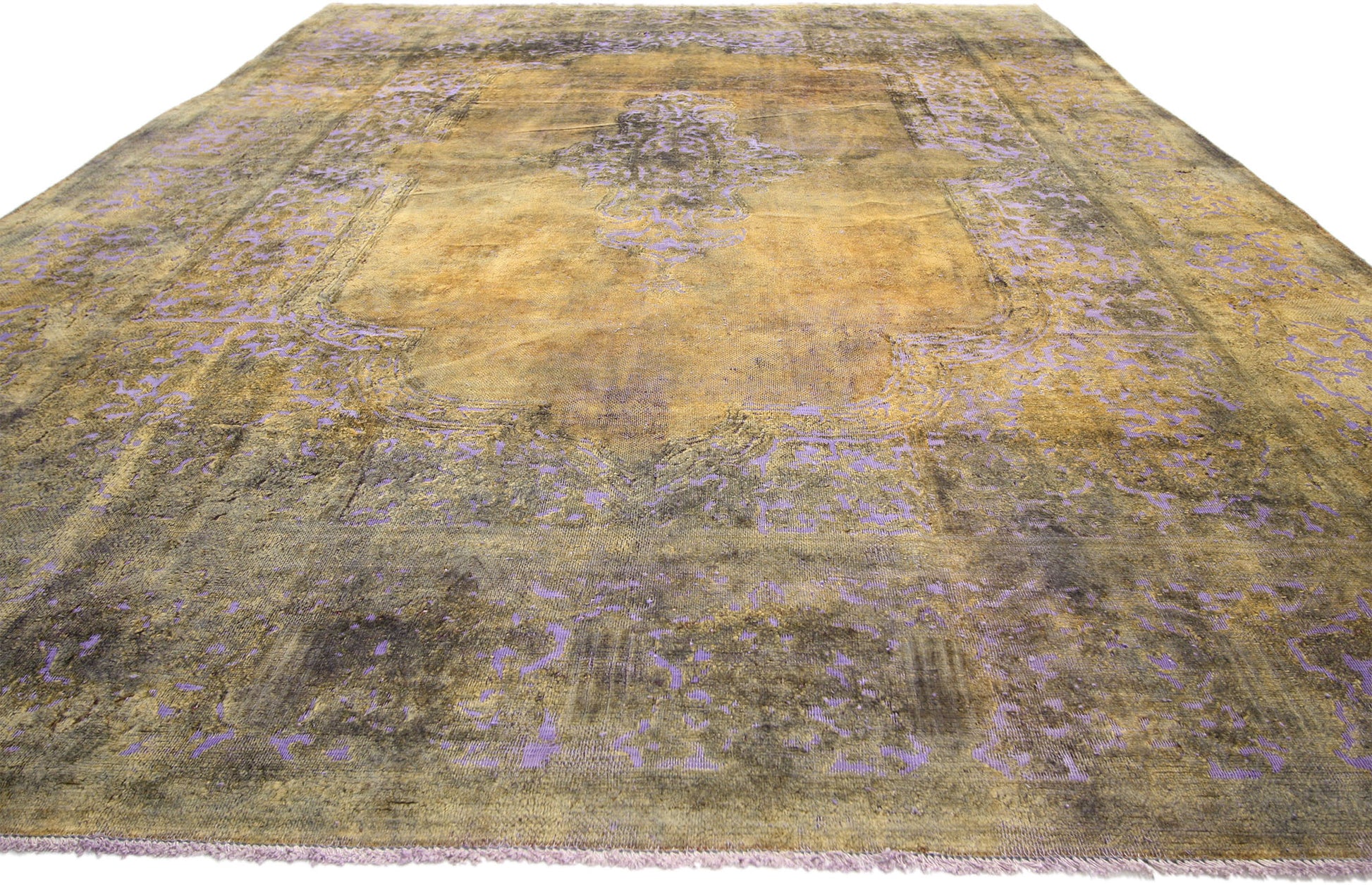 9 x 13 Vintage Distressed Overdyed Rug 60772