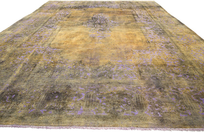 9 x 13 Vintage Distressed Overdyed Rug 60772