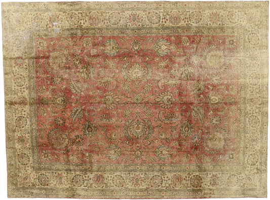 9 x 13 Antique Persian Tabriz Rug 60779
