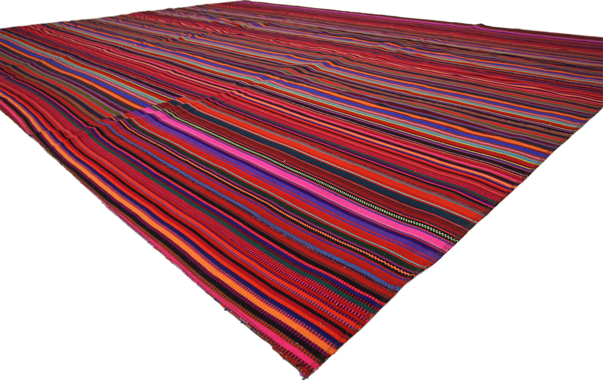 10 x 13 Vintage Turkish Striped Kilim Rug 60790