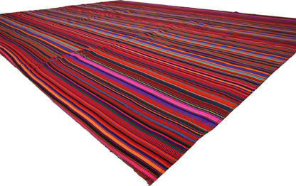 10 x 13 Vintage Turkish Striped Kilim Rug 60790