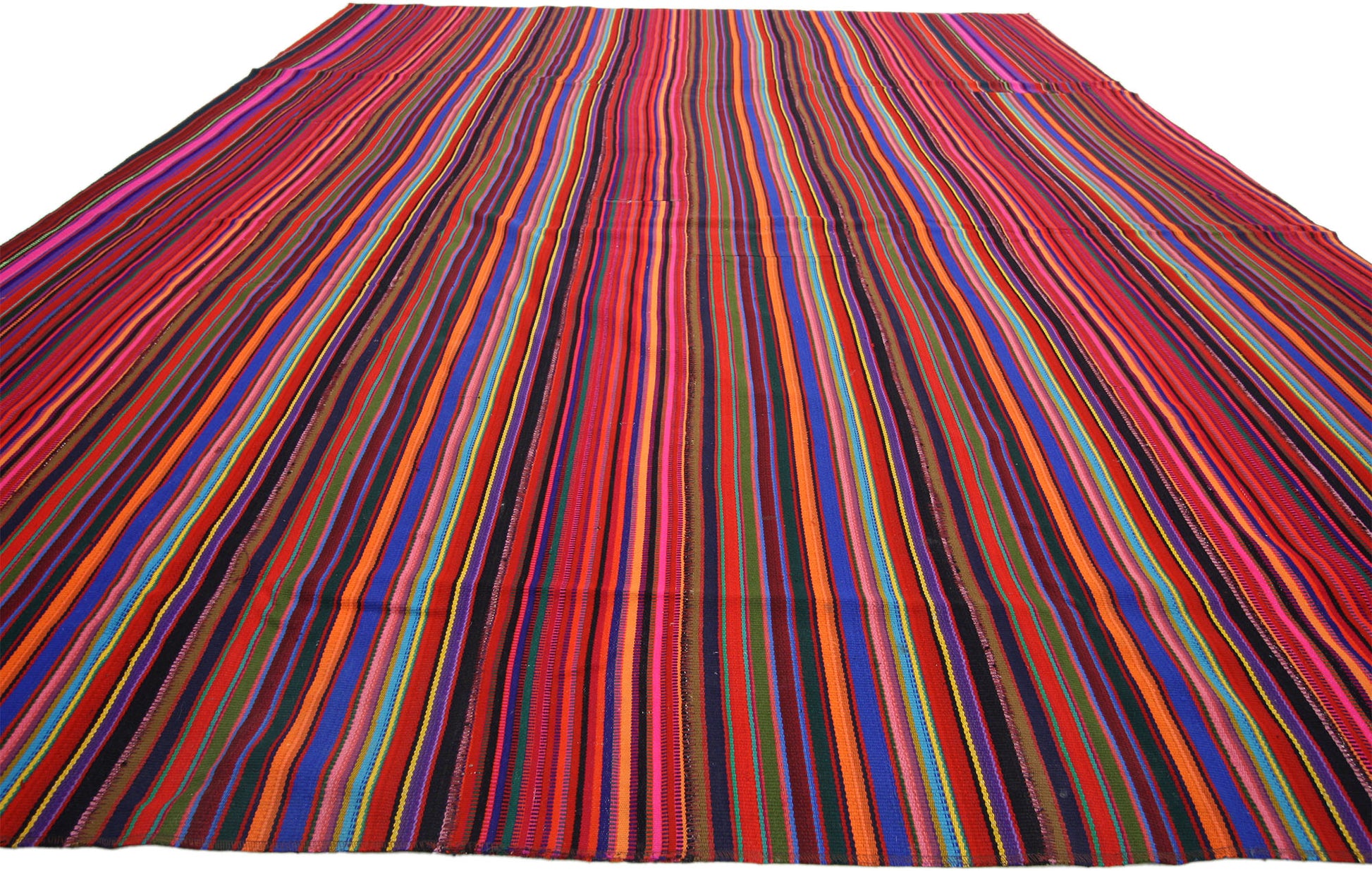 10 x 13 Vintage Turkish Striped Kilim Rug 60790