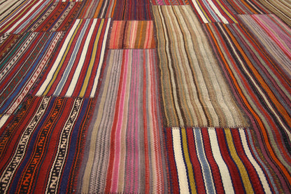 7 x 11 Vintage Turkish Striped Kilim Rug 60792