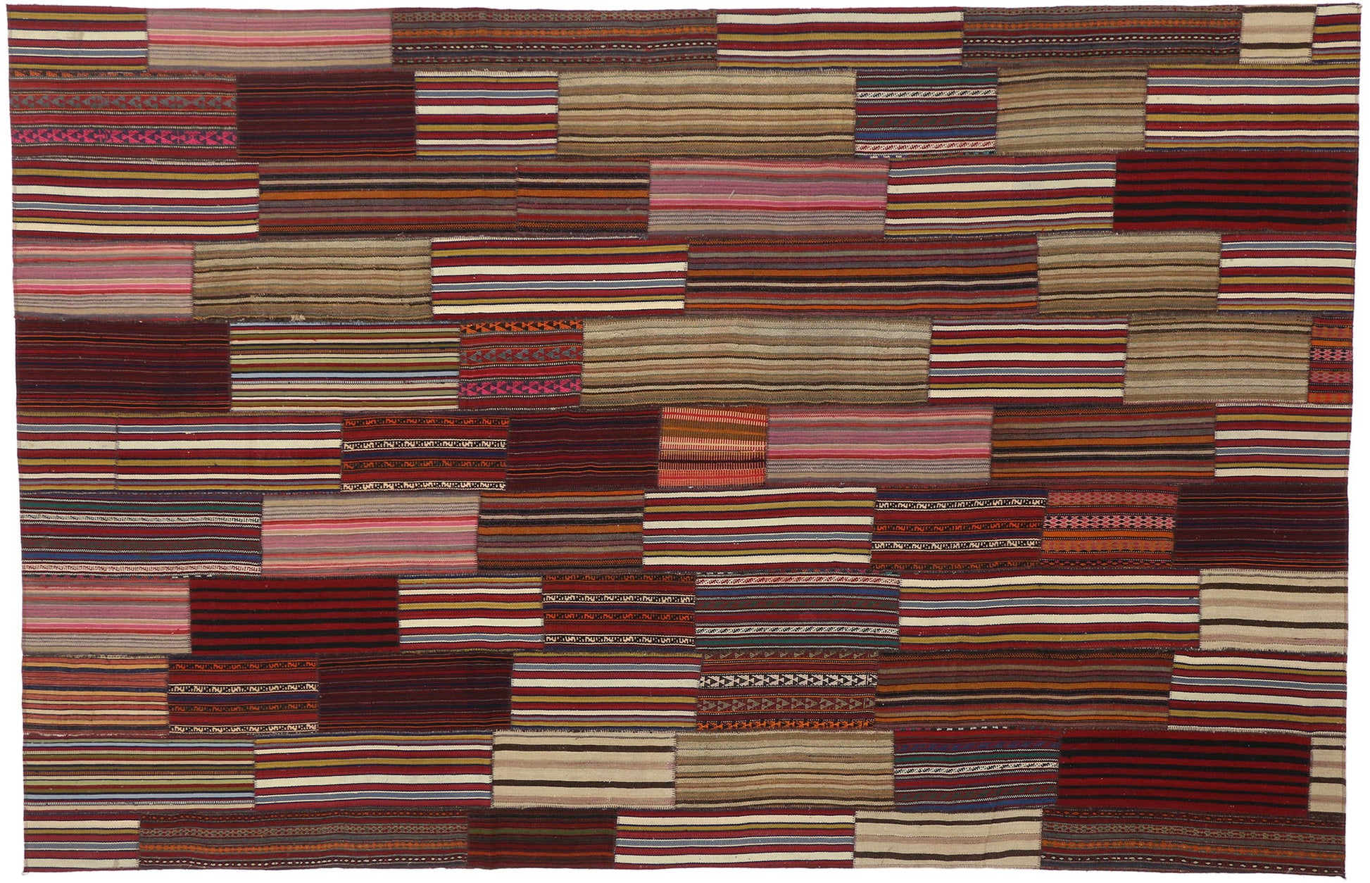 7 x 11 Vintage Turkish Striped Kilim Rug 60792