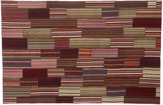 7 x 11 Vintage Turkish Striped Kilim Rug 60792