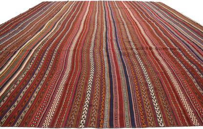 12 x 15 Vintage Turkish Striped Kilim Rug 60796