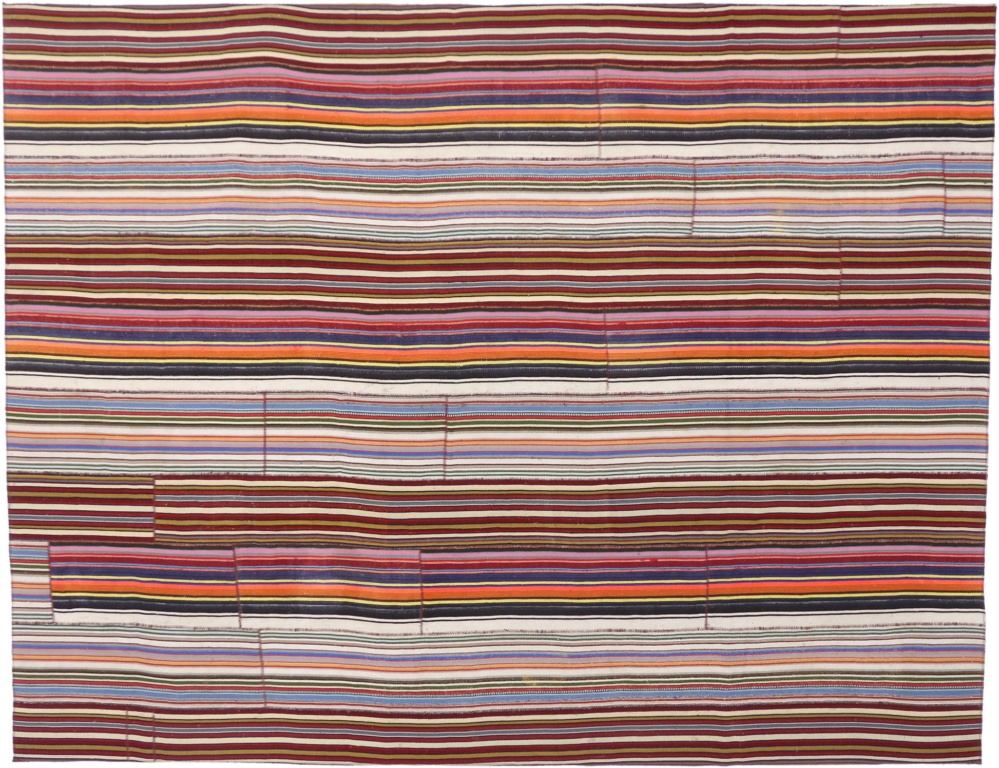 10 x 13 Vintage Turkish Striped Kilim Rug 60797