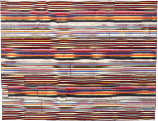 10 x 13 Vintage Turkish Striped Kilim Rug 60797