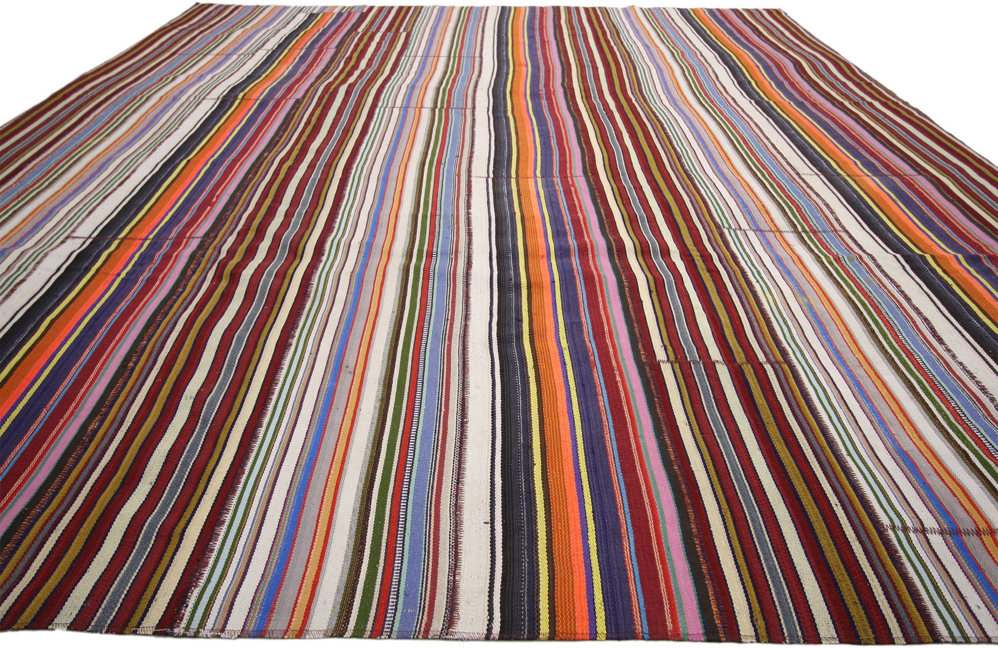 10 x 13 Vintage Turkish Striped Kilim Rug 60797