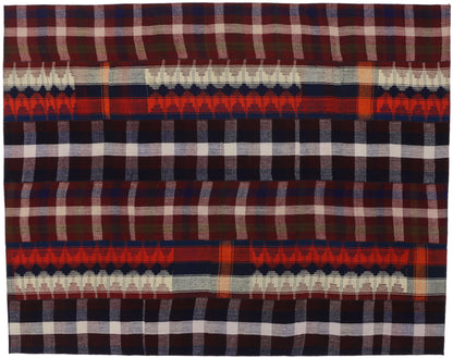 9 x 11 Vintage Kilim Tartan Plaid Rug 60805