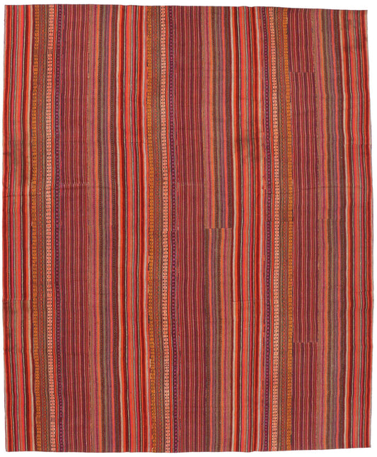12 x 14 Vintage Turkish Striped Kilim Rug 60806