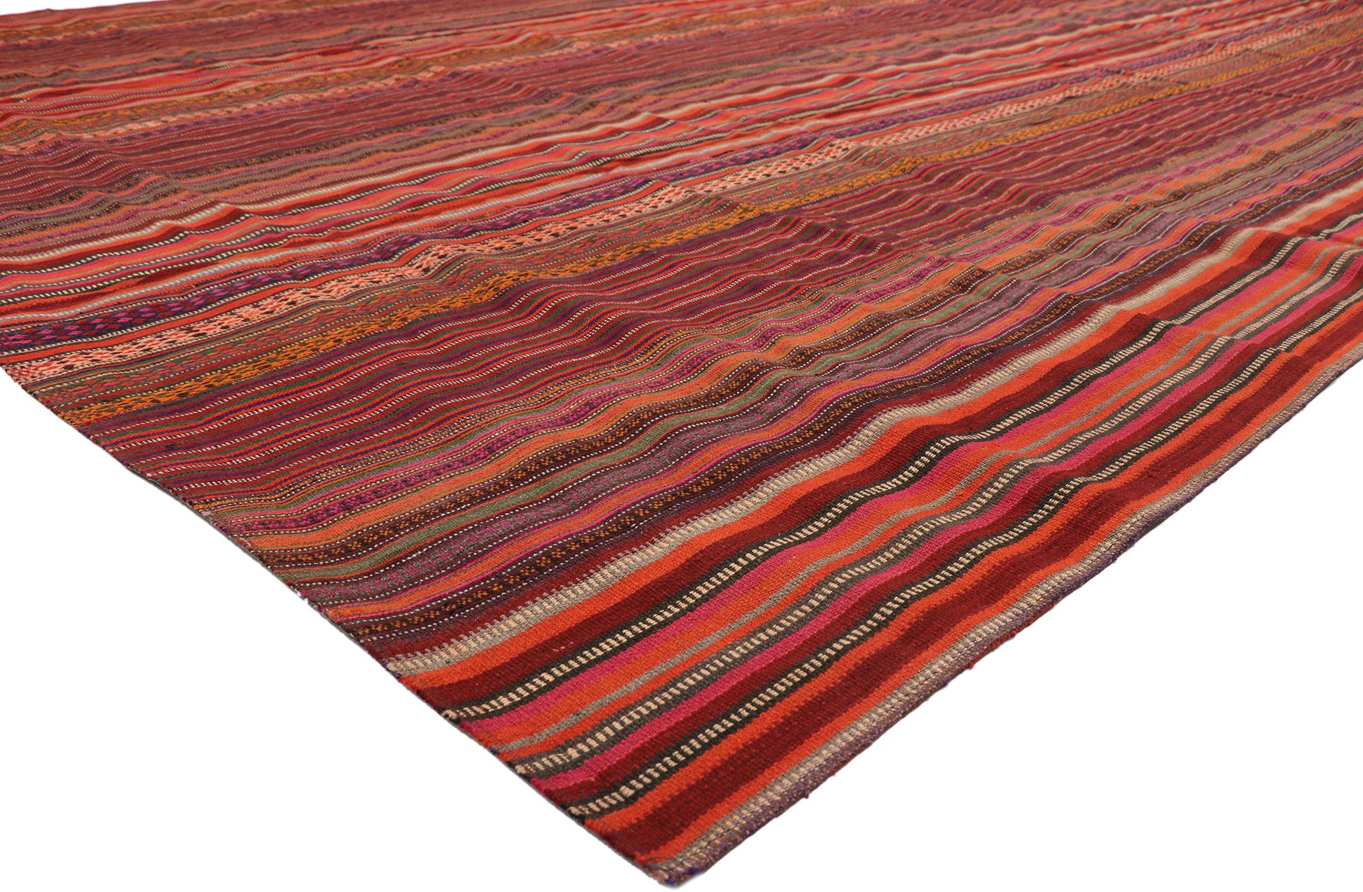 12 x 14 Vintage Turkish Striped Kilim Rug 60806