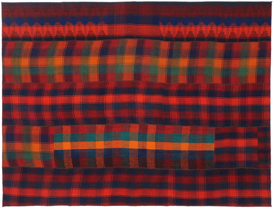 7 x 10 Vintage Kilim Tartan Plaid Rug 60811