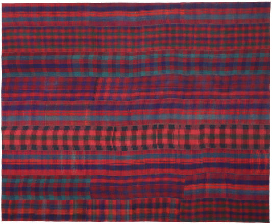 13 x 16 Vintage Kilim Tartan Plaid Rug 60815
