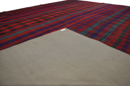 13 x 16 Vintage Kilim Tartan Plaid Rug 60815